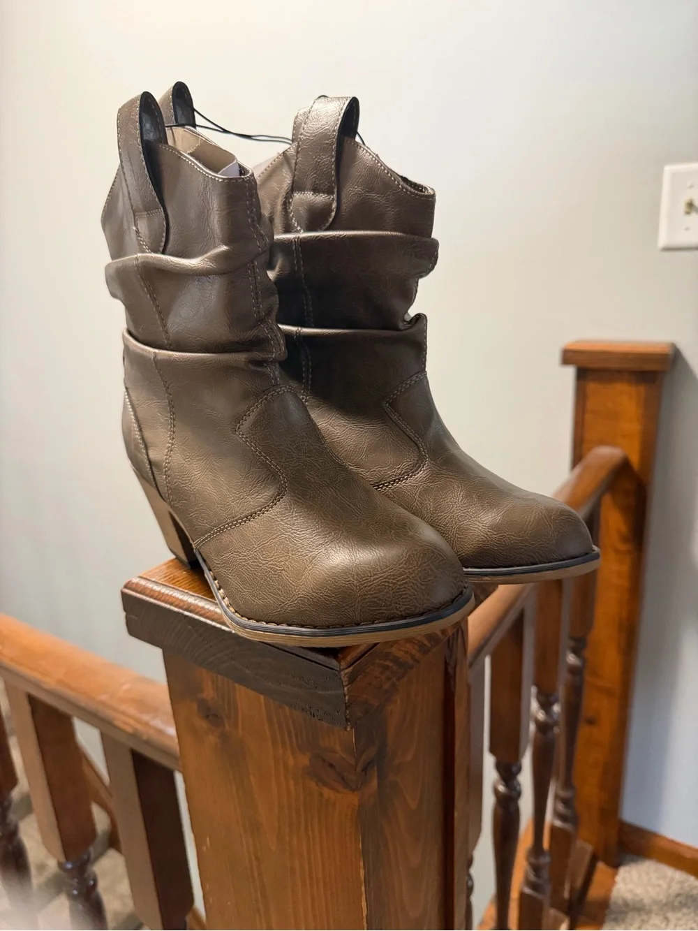 Charles Albert Olive Brown Slouch Ankle Booties
